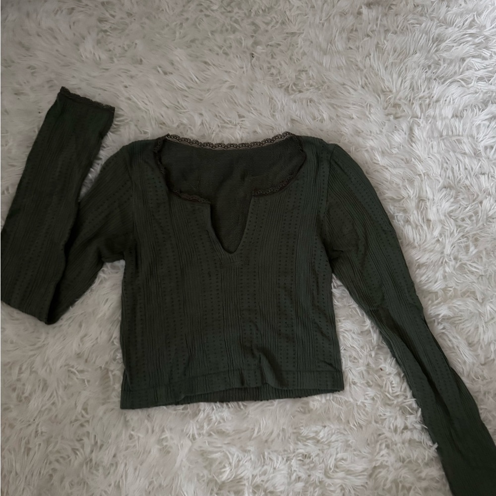 Women's Green Long Sleeve Top